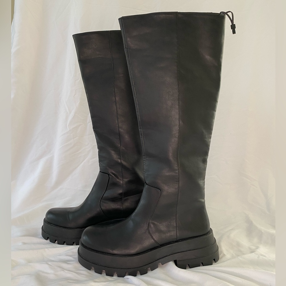Brand new Zara Black Platform Chunky Knee High Boots Size EU 41